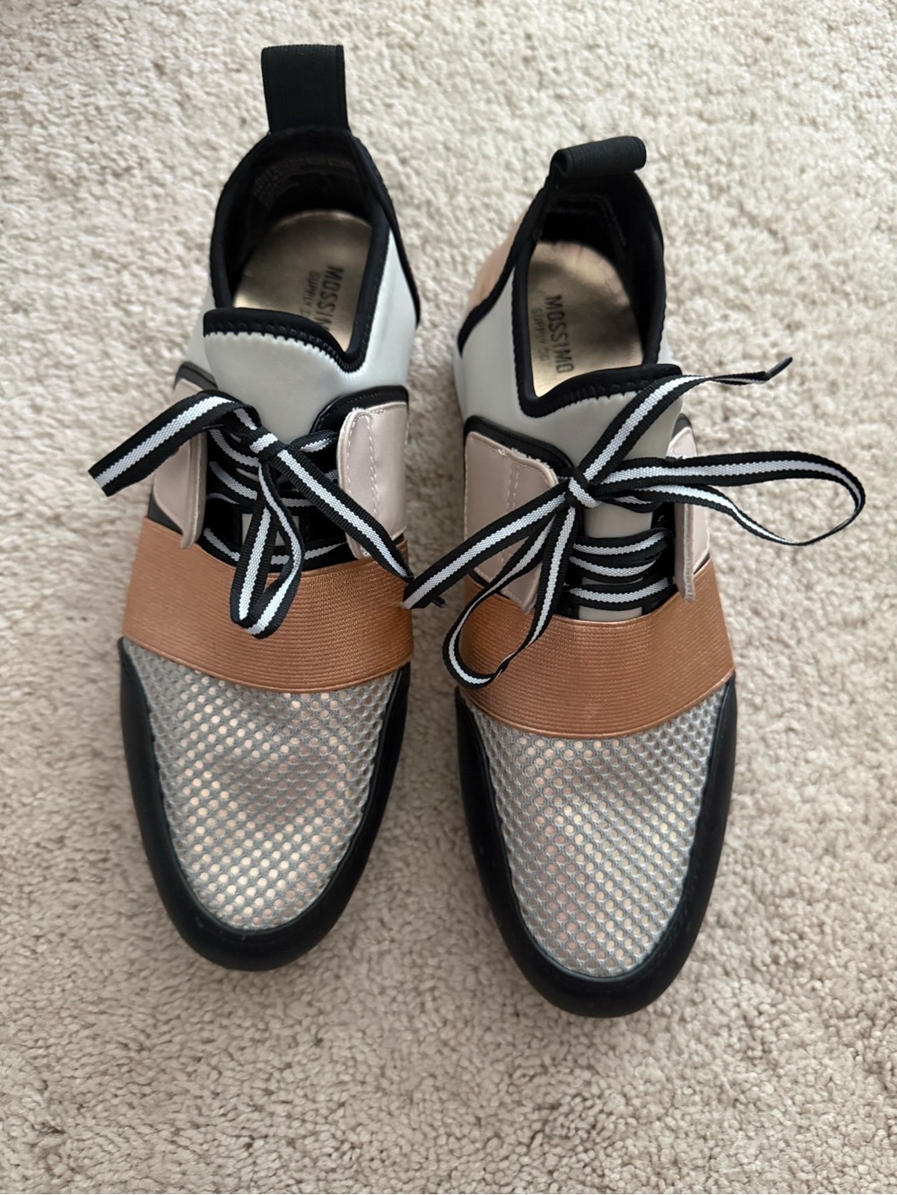 Mossimo Supply Co. Mixed-Material Sneakers in White, Black & Tan